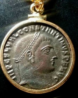 Constantine Great Naked Jupiter Authentic Ancient Roman Coin Gold - Filled Pendant