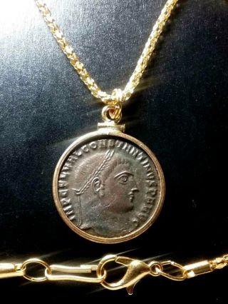 Constantine Great Naked Jupiter Authentic Ancient Roman Coin Gold - Filled Pendant 2