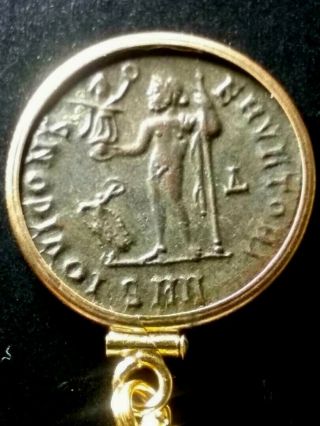 Constantine Great Naked Jupiter Authentic Ancient Roman Coin Gold - Filled Pendant 3