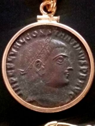 Constantine Great Naked Jupiter Authentic Ancient Roman Coin Gold - Filled Pendant 4