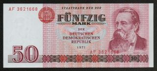 Germany Democratic Republic (p30a) 50 Mark 1971 Unc 7 Digit Wide Serial