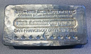999,  Fine Silver 100 Troy Oz.  U.  S.  Assay Office San Francisco Or York