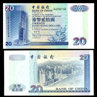 Hong Kong 20 Dollar 2000 P 329 Boc Unc