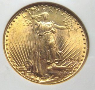 1924 - P St.  Gaudens Double Eagle Gold $20,  Graded Ms64 By Ngc