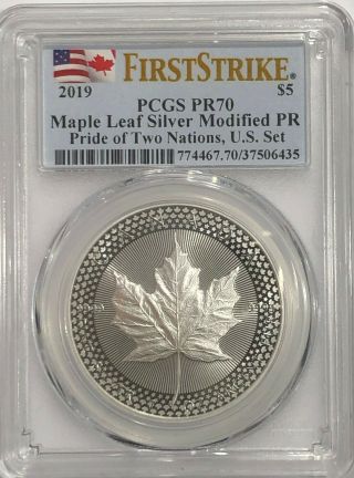 2019 $5 Pcgs Pr70 Fs Modified Proof Silver Canada Maple Leaf Pride Of Nations