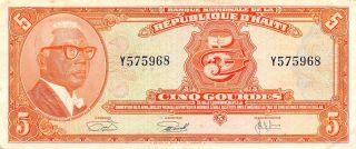 Haiti 5 Gourdes L.  12.  4.  1919 P 202a Series Y Circulated Banknote Jw618f