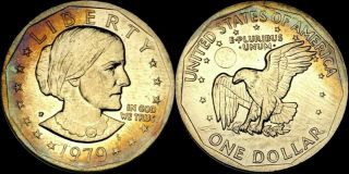 1979 - P Susan Anthony $1 Dollar Bu Multi Color Toned Coin In