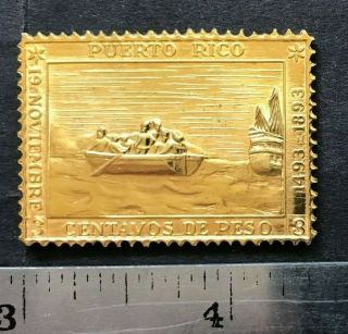 Puerto Rico Ca1971 Medalla Oro 18k 18.  3g,  " El Barquito ",  S.  F.  P.  R. ,  450 Aniv Sj