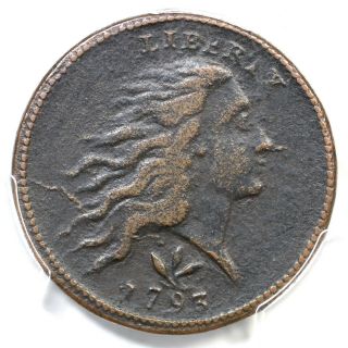 1793 S - 9 R - 2 Pcgs Vf Details Vine & Bars Edge Wreath Large Cent Coin 1c
