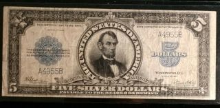 1923 $5 Porthole Five Dollar Bill Large Silver Certificate Lincoln Low