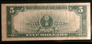 1923 $5 Porthole Five Dollar Bill Large Silver Certificate Lincoln LOW 2