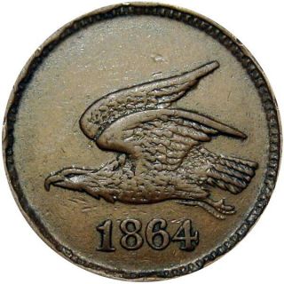 1864 Adelphi Ohio Civil War Token D H Strous Flying Eagle Single Merchant Town