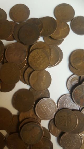 1919 Wheat Pennies Roll Of 50 Circulated (95 Copper)