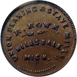 1863 Dowagiac Hillsdale Michigan Civil War Token Union Planing Mills R6 Ngc Ms63