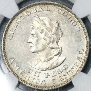 1911 Ngc Ms 64 El Salvador Peso Colombus Silver Coin (19052901c)
