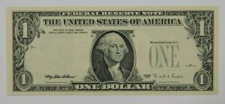 1995 $1 Error Federal Reserve Note Missing 3rd Printing Plus Overprint On Back