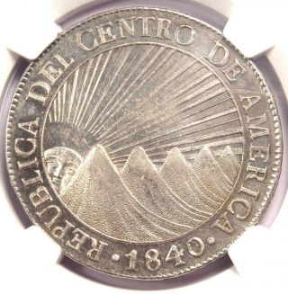 1840/39 - Ng Ma Central American Republic 8 Reales (8r Coin) - Certified Ngc Au58