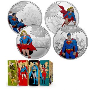 2015 Canada 1/2 Oz $10 Dc Comics Originals Legacy Set Of 4 Coins Fine Silver