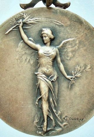 Antique Silver Art Medal Goddess Victoria - The Discobolus Of Myron By L.  Coudray