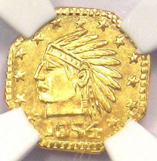 1854 California Gold Indian Pioneer Gold Token Piece - Ngc Ms67 - Rare In Ms67