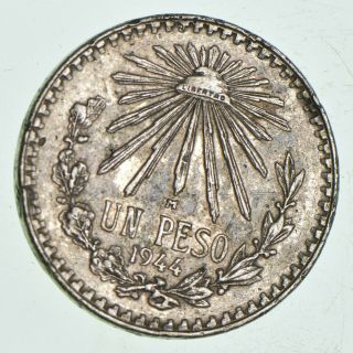 Silver - World Coin - 1944 Mexico 1 Peso - World Silver Coin - 16.  8 Grams 811