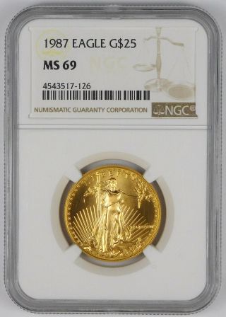 1987 $25 American Gold Eagle - Ngc Ms 69