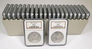 1986 - 2007 $1 American Silver Eagle - Ngc Ms 69 - Brown Label