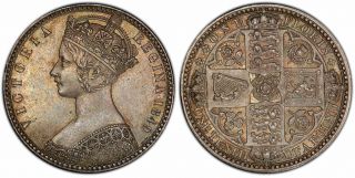 Britain Victoria.  1849 Ar Godless Florin,  Two Shillings.  Pcgs Ms63.  With W.  W.