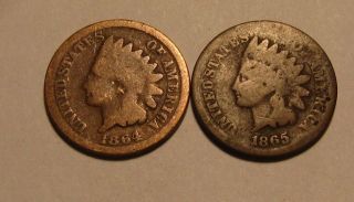 1864 & 1865 Indian Head Cent Penny - Mixed - 110sa