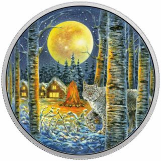 2017 Canada Animals in the Moonlight : Lynx $30 pure silver,  Glow in the dark 2