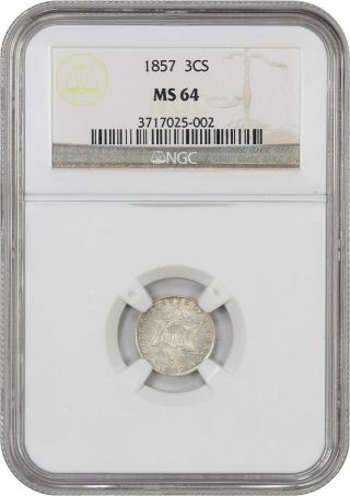 1857 3cs Ngc Ms64 - 3 - Cent Silver