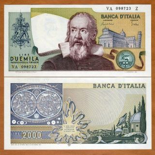 Italy,  2000 Lire,  L.  1973 (24 - 10 - 1983),  P - 103 (103c),  Unc Gallileo