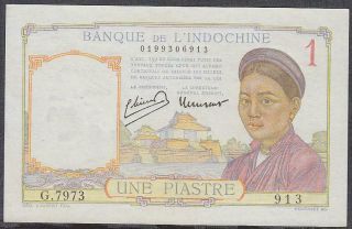 French Indochina 1 Piastre Banknote P - 54c Nd 1946 Unc