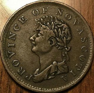 1823 Nova Scotia Half Penny Token - No Hyphen - Scarce Coin