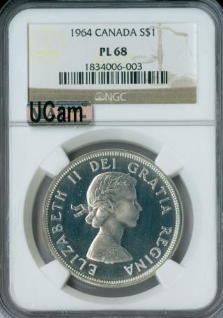 1964 Canada Silver Dollar Ngc Mac Pl 68 Ucam Finest Rare Spotless