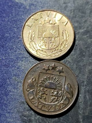 1939,  1928 Latvia 1 Santims (coin)