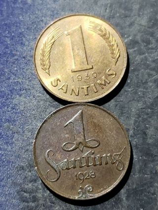 1939,  1928 Latvia 1 Santims (Coin) 2