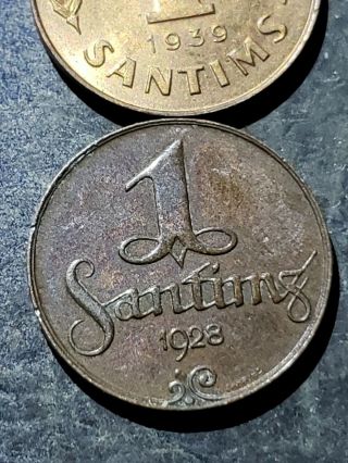 1939,  1928 Latvia 1 Santims (Coin) 4