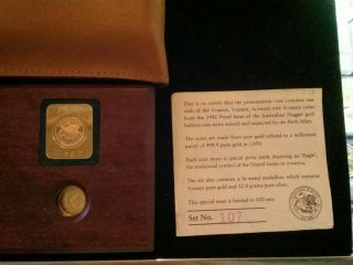 1992 Australian.  999 Gold & Silver Nugget 5 Coin Proof Set 107/500 - W/COA 5