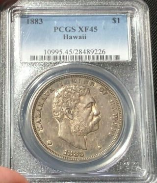 1883 Silver Hawaiian Dollar - Pcgs Xf45 - Hawaii $1 -