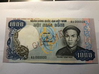 Banknote Viet Nam South 1000 Dong Specimen Not Issued 1975 P34a Unc - 1pcs Very R