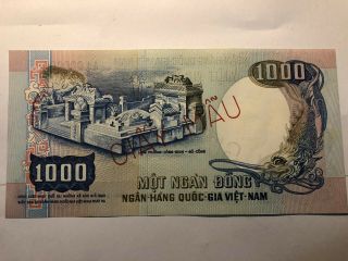banknote VIET NAM SOUTH 1000 DONG SPECIMEN NOT ISSUED 1975 P34A UNC - 1PCS very r 3