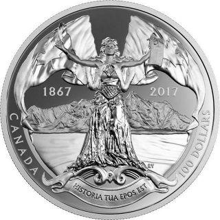 Canada - 2017 $100 10 Oz Silver Confederation Medal - Historia Tua Epos Est (rcm