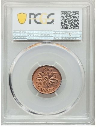 1955 Canada 1 Cent No Strap (NSF) PCGS MS63 RB.  Extremely Rare Canada Small Cent 4