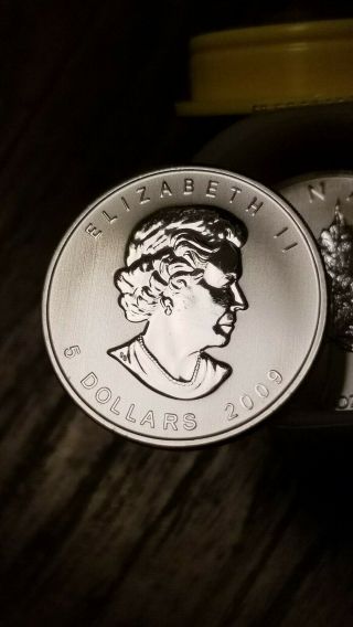 Roll Of 25 1oz Silver Canadian Maple Leaf $5 Coins - Canada Rcm Tube 2009