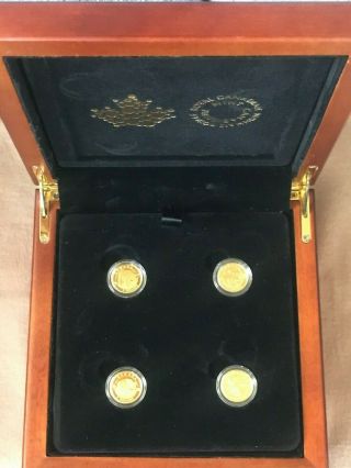 2014 " O Canada " Proof $5.  9999 Fine Gold Coins Set Of 4 Collector Box