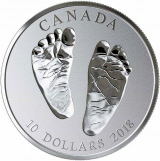 Canada 2018 $10 - Welcome To The World - 0.  9999 Pure Silver Baby Feet Coin