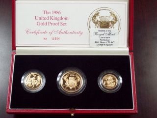 1986 United Kingdom Gold Proof 3 Coin Set