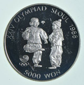 Silver - World Coin - 1987 South Korea 5000 Won - World Silver Coin 16.  8g 072