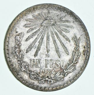 Silver - World Coin - 1924 Mexico 1 Peso - World Silver Coin 16.  5 Grams 001
